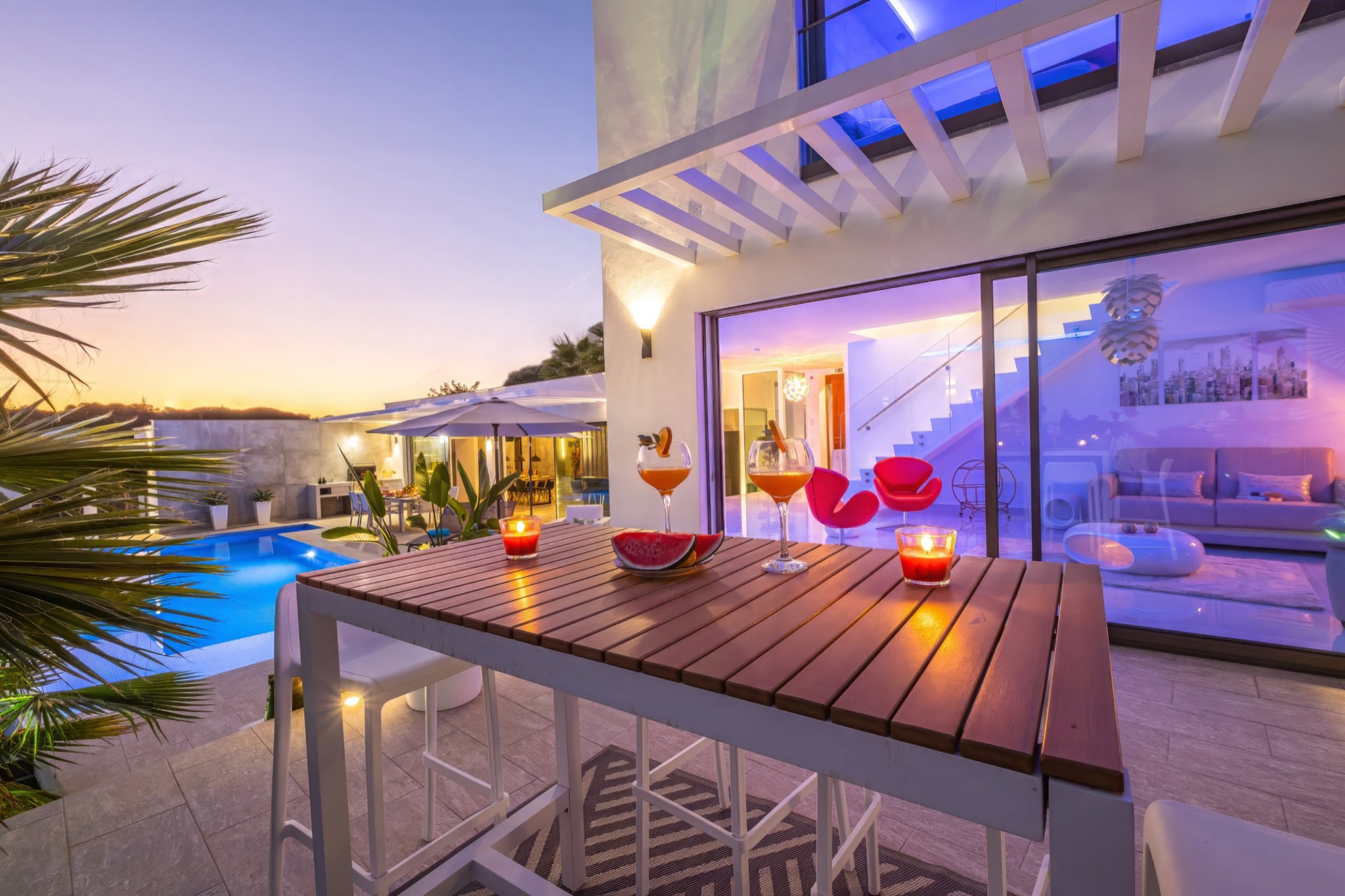 Boa Vida terrace at sunset